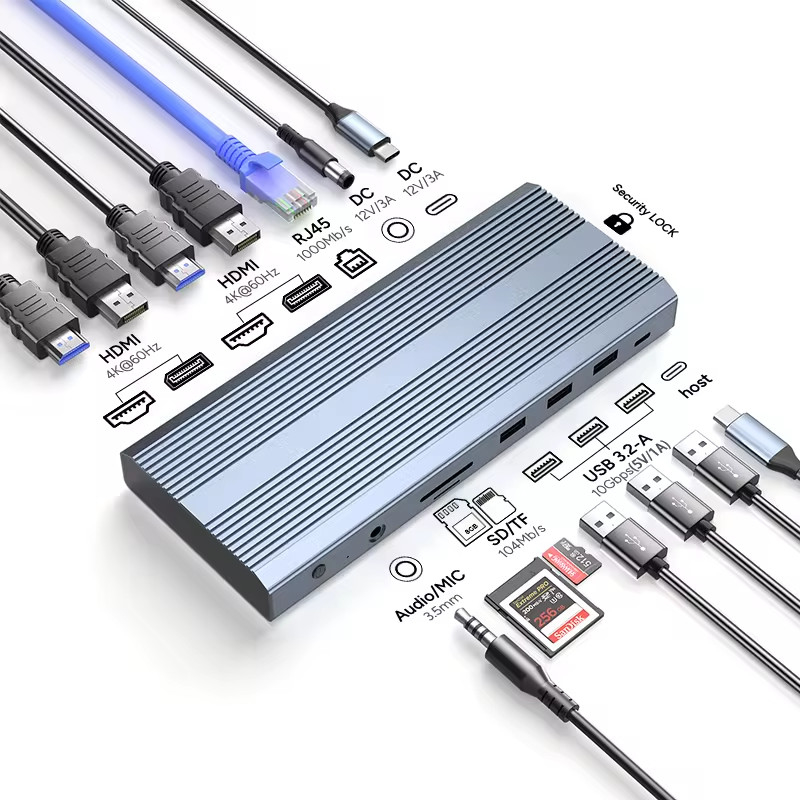 USB-C-Adapter 13 in 1 4K HDMI Hub Typ C zu HDMI 4K USB 3.0 2.0 PD-Ladekonverter