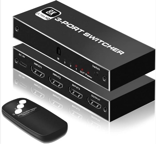 Hdmi 2.1 Fernsehmonitor 3 3 In 1 Out 3 Ports 3x1 Mixer Switch IR Fernbedienung Nintendo Hdmi 2.1 Switcher