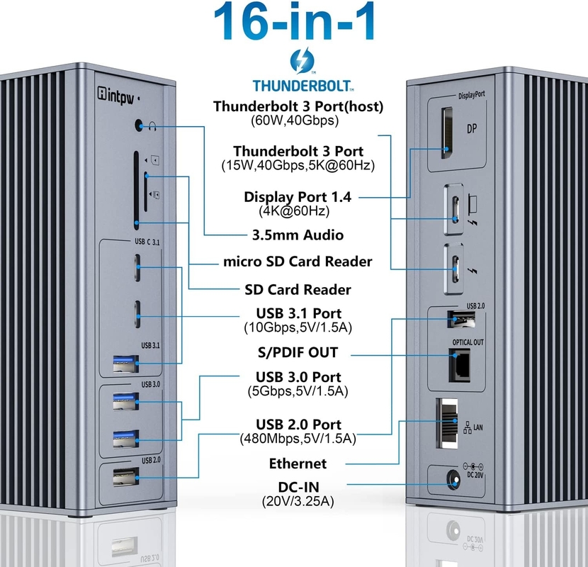 USB C Docking Station Thunderbolt 4 HDMI 8K 60Hz USB4 40Gbps 20 Mehrfachanschluss Typ C PD Rj45 HUB USB C 3.2 Gen 2