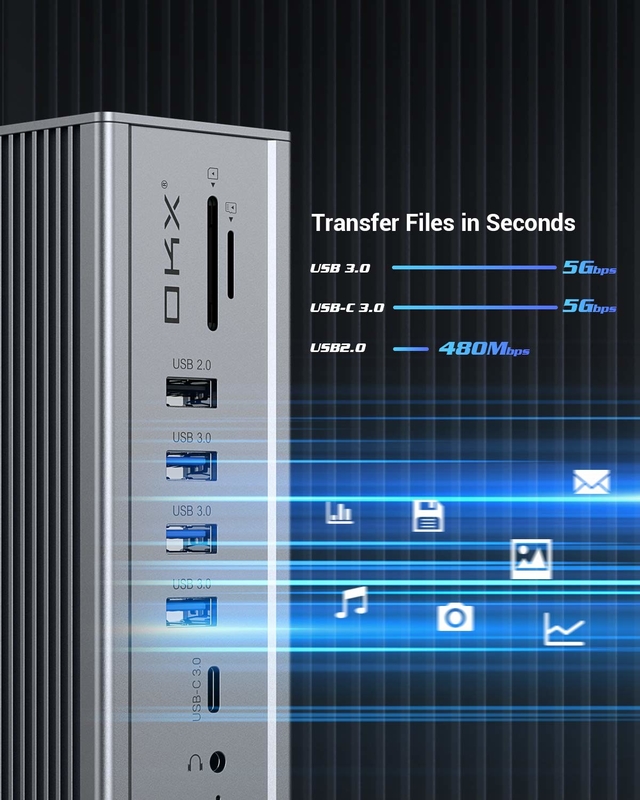 Gigabit Ethernet HDMI USB C Docking Station Dual Video Audio Port SD Kartenleser