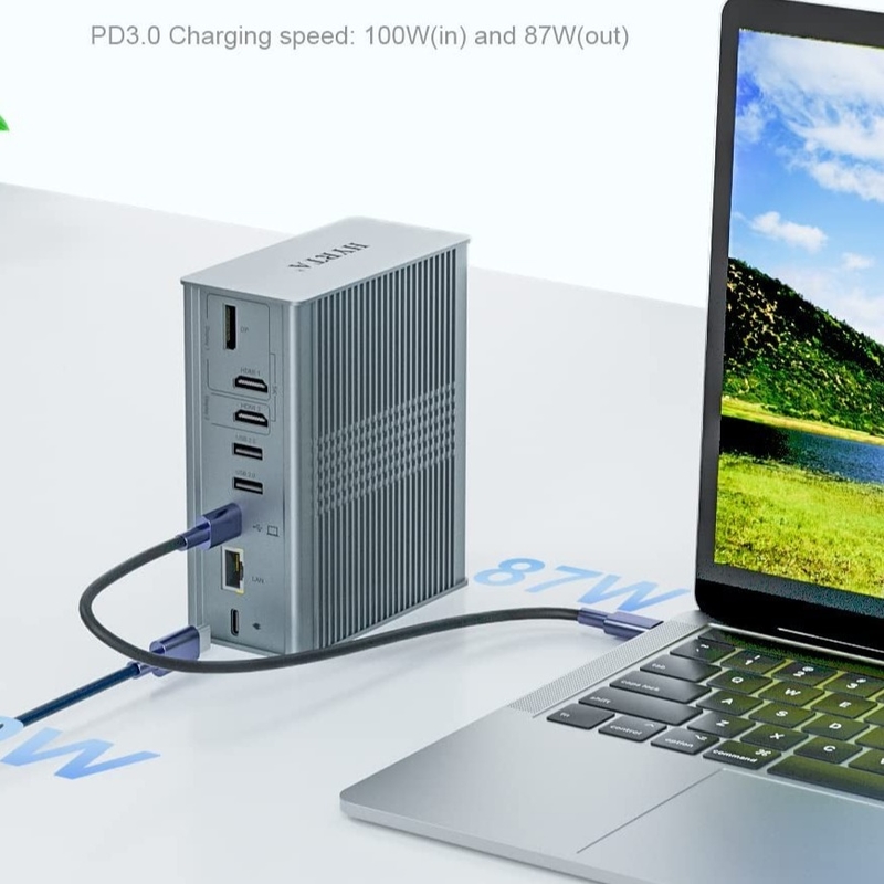 18 in 1 Thunderbolt USB C Docking Station Multi-USB Hub DisplayLink 4K HDMI