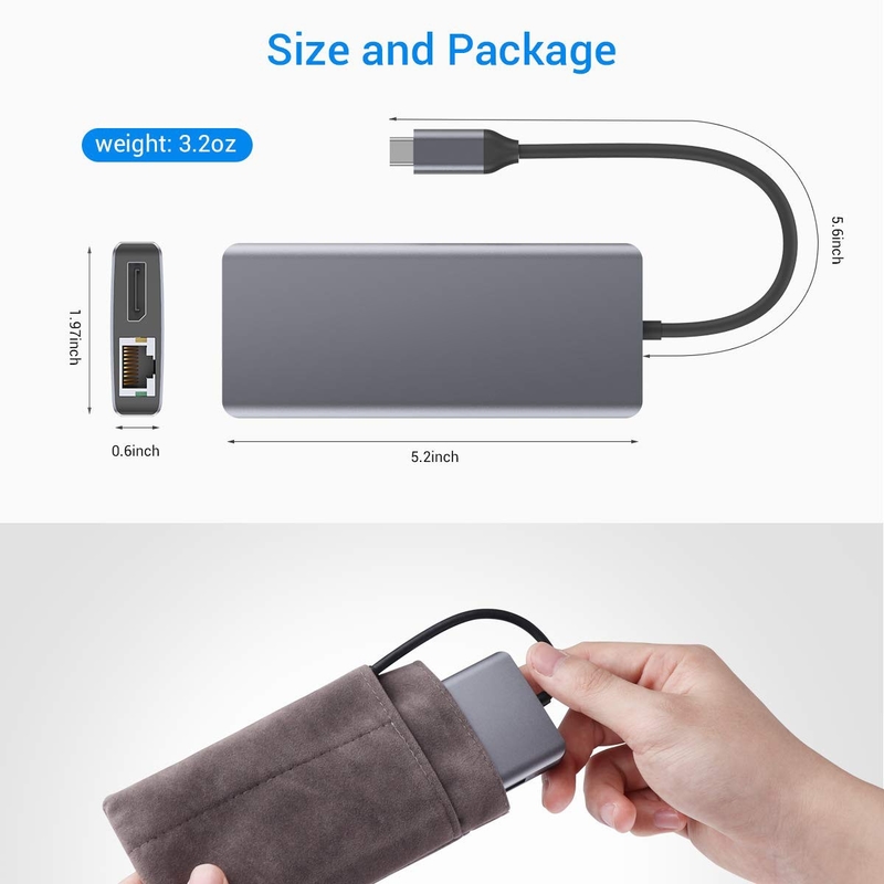 Silver Portable USB C Hub Multiport Adapter mit HDMI 3,5mm Audio Jack für das MacBook Pro