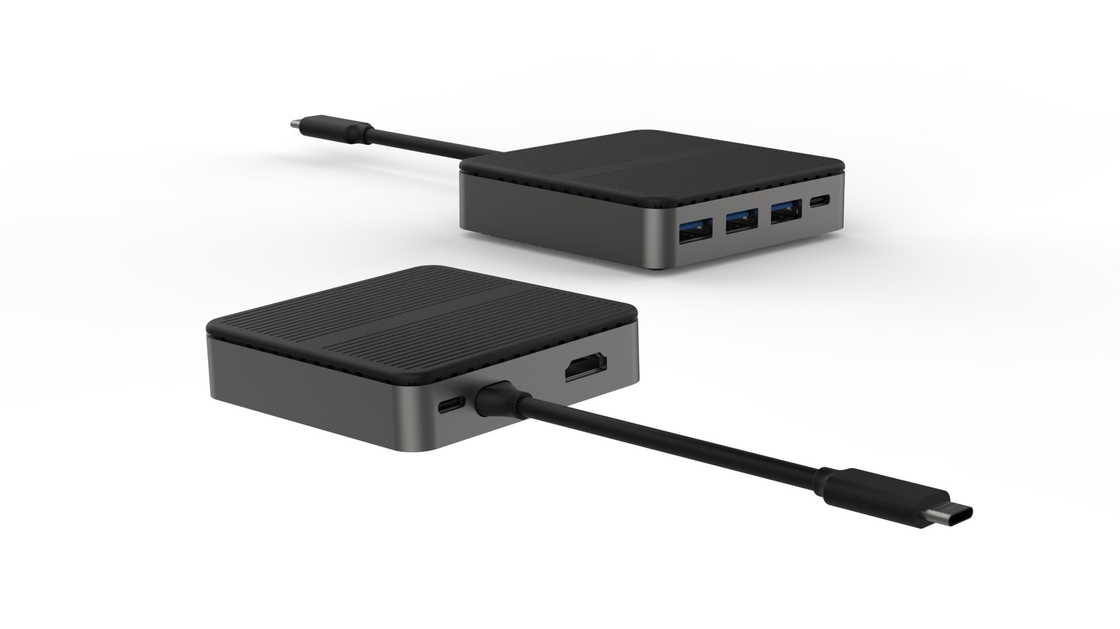 Square 6 In 1 Dual HD 4K Typ C Docks mit RJ45 PD 100W SD TF 3xUSB 3.0 Docking Hdmi Hub Usb C A