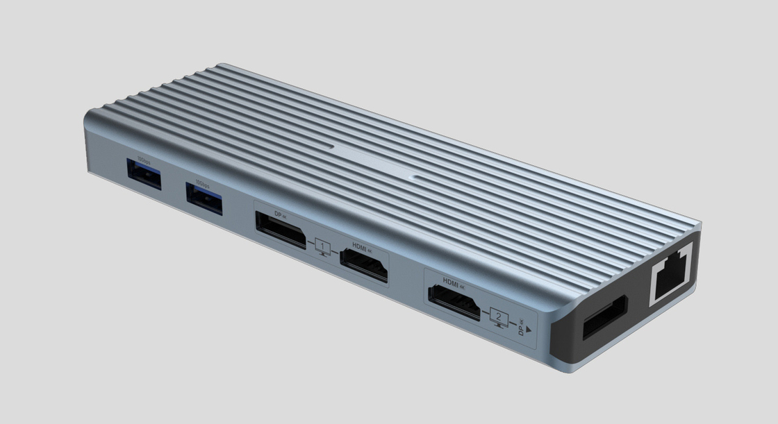 USB 3.1 Typ C bis 9 Ports USB3.0 Hub mit Gigabit Ethernet RJ45 Lan Port Adapter Grau