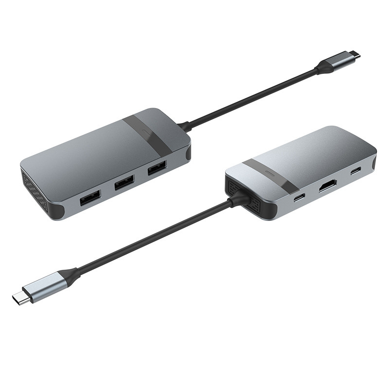 HDMI-Adapter Ethernet USB C Grau USB A Hub mit USB C 5 Gbps Datenübertragungsgeschwindigkeit