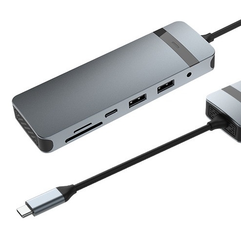 9-in-1-USB-C Hub Docking Station mit 4K HDMI 100W PD USB 3.0 Kartenleser Audio für MacBook