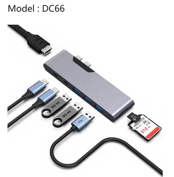 7-in-2 USB C Multiport Hub HDMI Adapter USB 3.0 SD TF Kartenleser Für das MacBook Pro