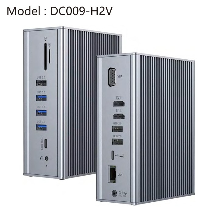 Gigabit Ethernet HDMI USB C Docking Station Dual Video Audio Port SD Kartenleser