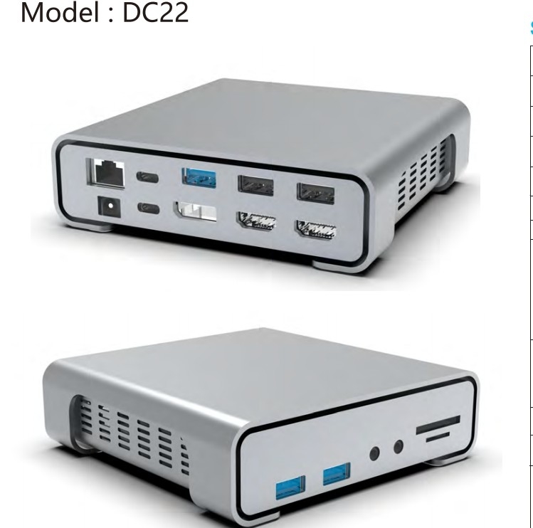 16 in 1 USB-C-Hub Typ-C bis PD HDMI USB3.0 USB2.0 USB-C SD TF RJ45 Docking Station
