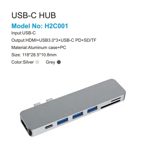 7 in 1 Dual Type C Hub USB C Docking Station unterstützt 4K HDMI Kartenleser für Mackbook Pro