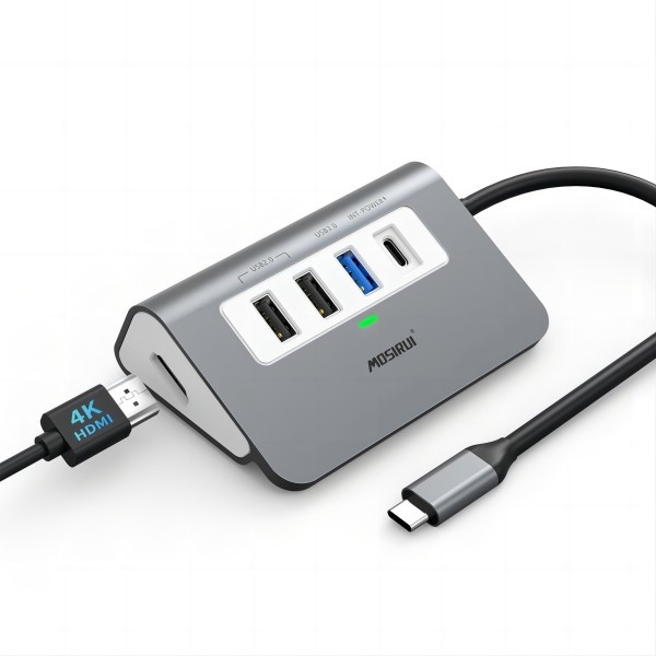 USB C 4 in 1 Multiport Adapter mit USB 3.0-Anschlüssen 4K HDMI für Laptop Notebook