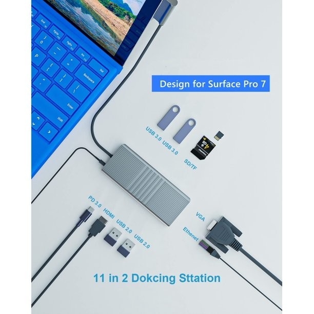 11 IN 2 USB C Hub PD 3.0 HDMI Display Link Technologie Oberfläche Pro 7 Hub Docking Station