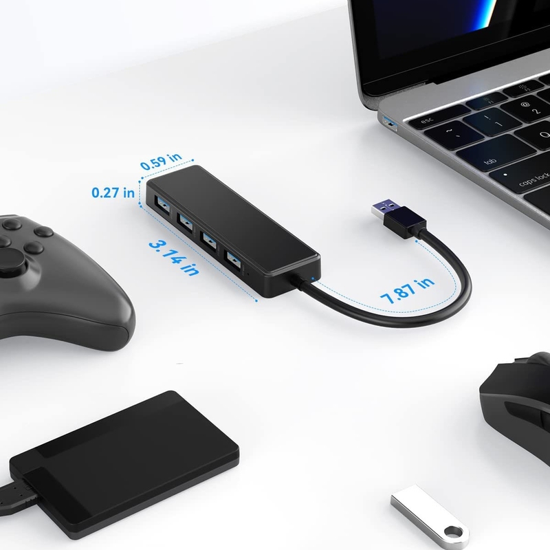 4 6 7 Port USB 3.0 Hub für Laptop USB A Splitter mit erweitertem Kabel USB C Stromanschluss