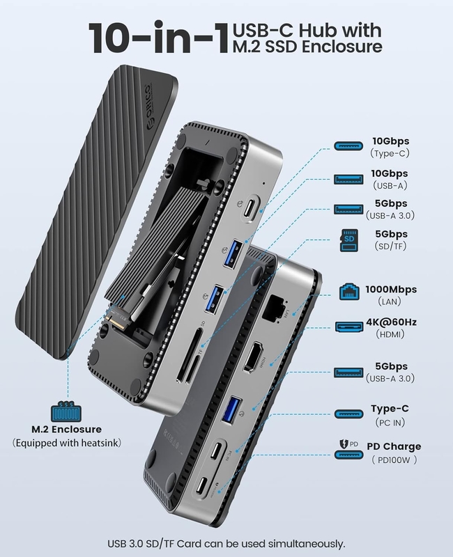 Displaylink USB 3.0 Docking Station Gehäuse von NVMe NGFF SSDs Windows Mac Chrome OS