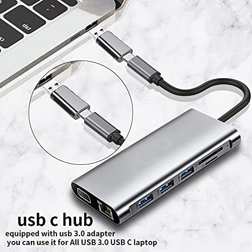 12 in 1 Dual Hdmi USB C Hub USB C Docking Station Adapter VGA Ethernet 100W PD