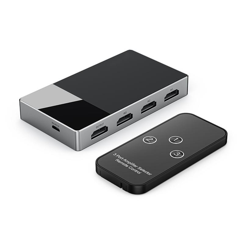 3-in-1 Multi-Input HDMI-Selektor-Schalter 4k mit HDCP 2.2 Aluminium-Auto-Schalter