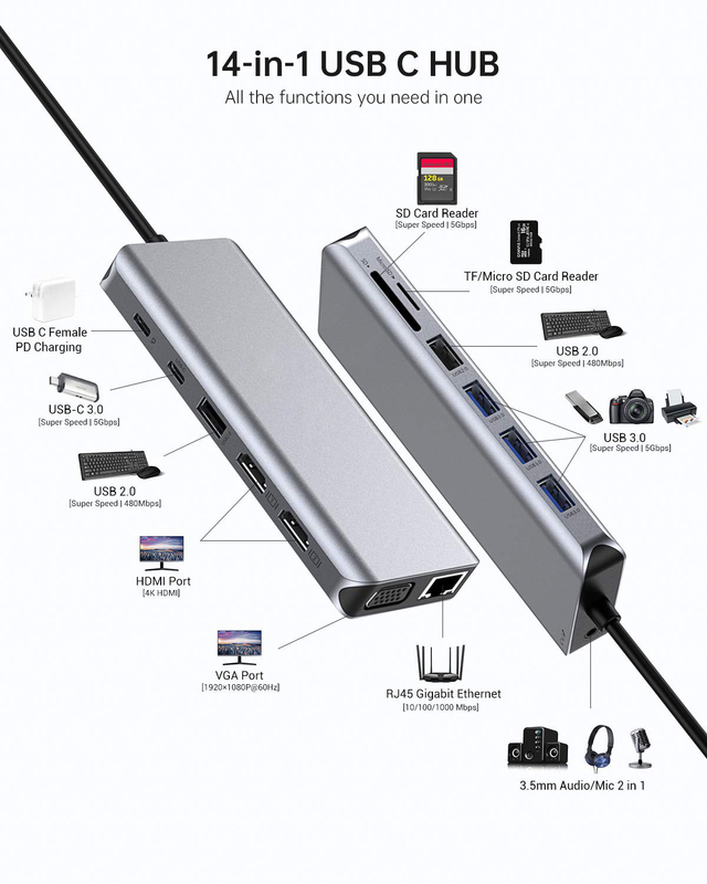 USB 3.0 Hub Erweiterung Typ A Männlich-Frauen-Datenkabel mit USB C Hub-Leistung extra lang