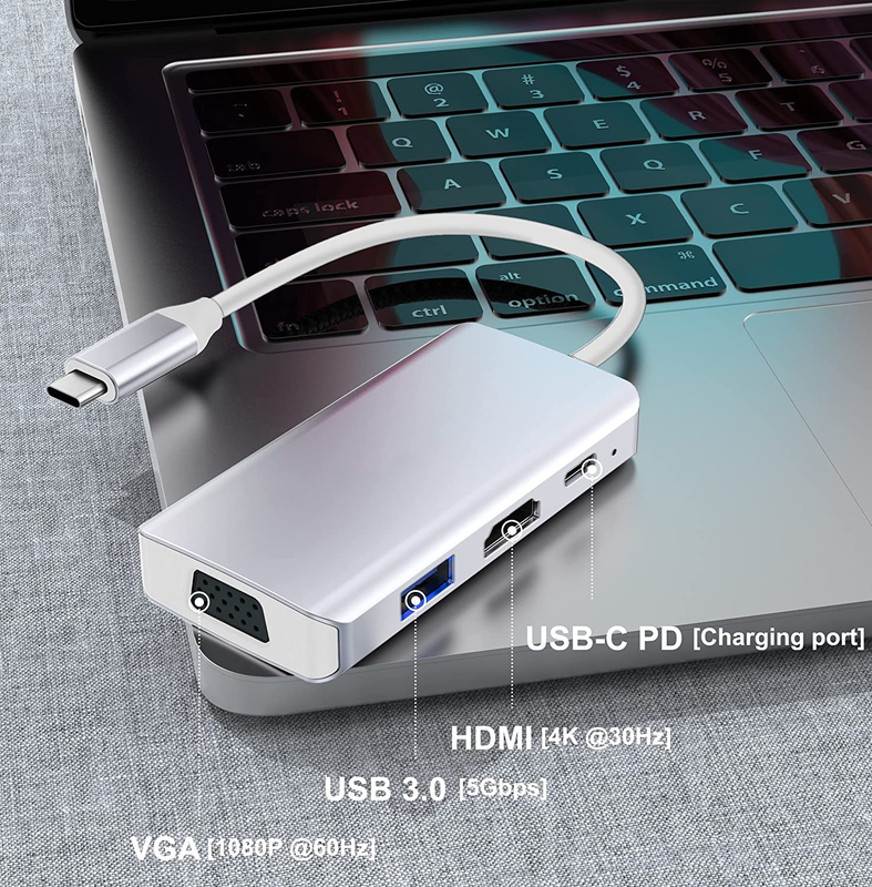 Weißes USB-C Docking Hub-Station Dual Monitor für dreifache 4K 60hz Datenübertragung Adapter