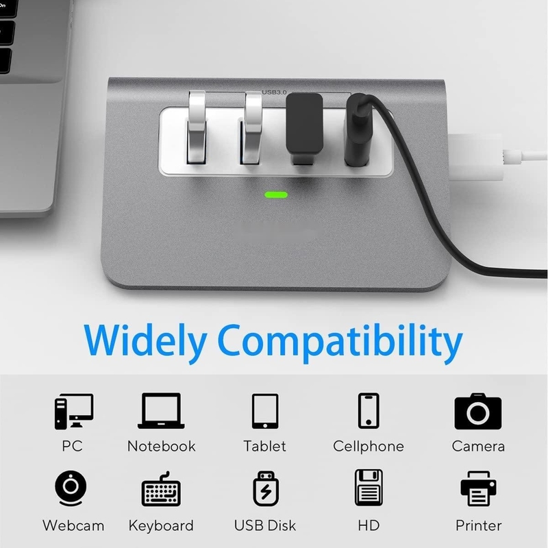 10 Anschlüsse USB C Hub Portable USB C Hub Typ C bis 4 USB A-Anschlüsse für PC-Tablet
