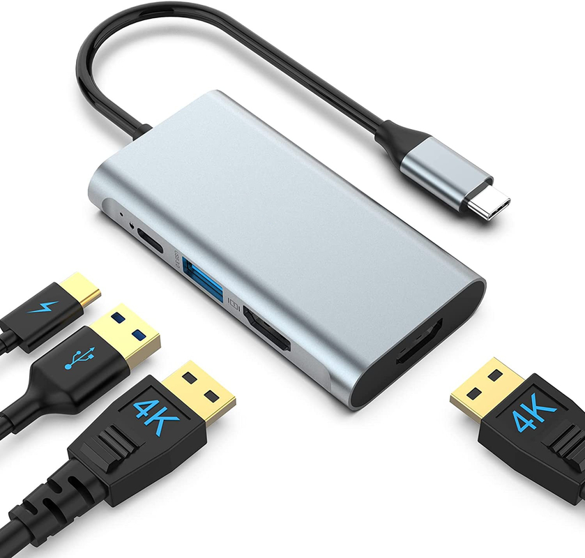 4 in 1 USB C Adapter Dual HDMI zu USB3.0 Thunder Ports
