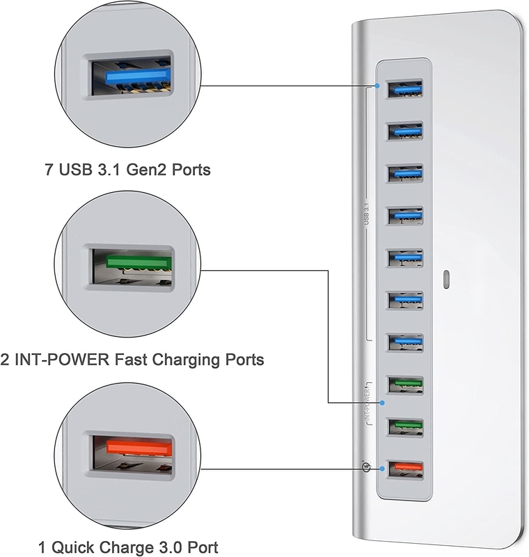 Displayport 10Gbps 10 Port USB C auf USB 3.1 Adapter Gen 2 Hub 7 USB 3.1 Datenporte Typ A Typ C Kabel