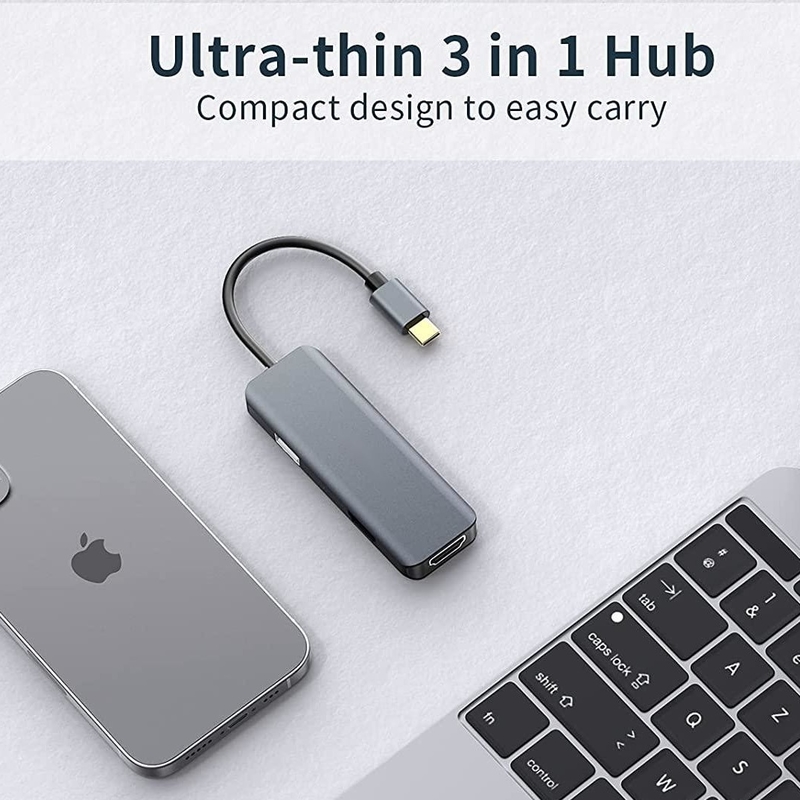 Dual HDMI USB C Dock Hub Aluminium USB C Adapter Monitor 3 in 1 Dongle mit 4K HDMI