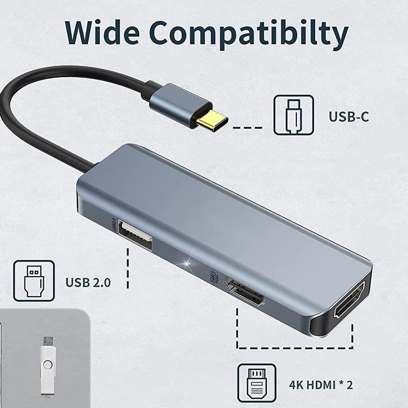 Dual USB C Adapter 3 in 1 Dongle 4K HDMI Docking Station kompatibel mit dem MacBook Pro