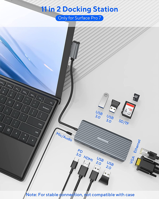 7 in 1 USB C Hub Dock Station Dual mit Kartenleser Pro Pad Multi-Funktion Converter USB Hub für Mac