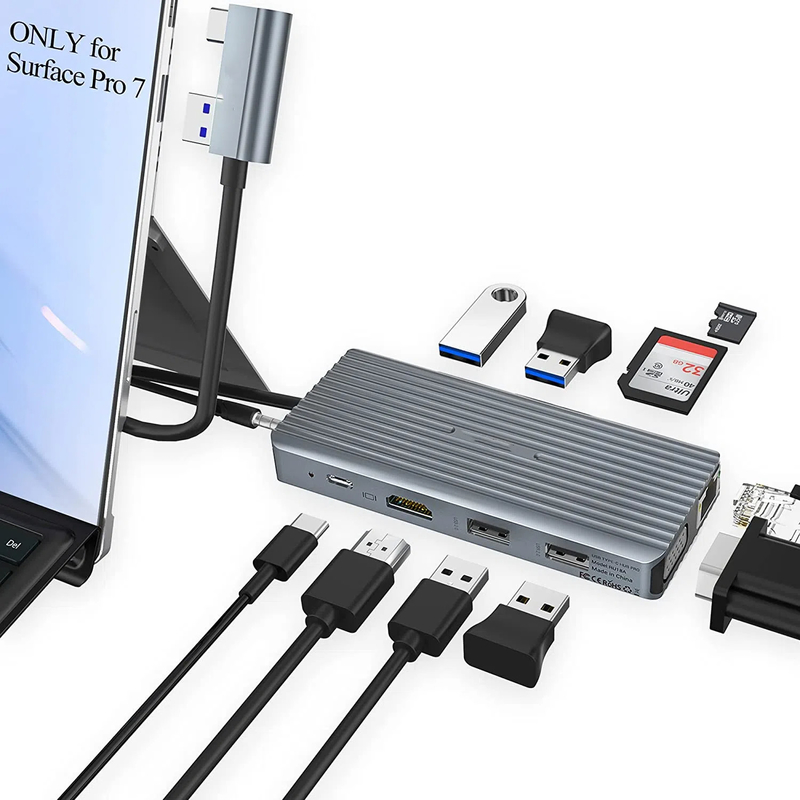 7 in 1 USB C Hub Dock Station Dual mit Kartenleser Pro Pad Multi-Funktion Converter USB Hub für Mac