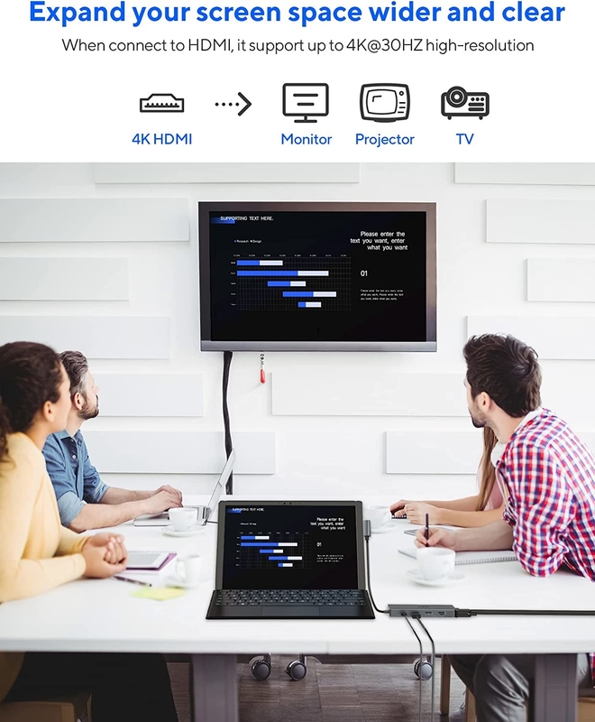 7 in 1 USB C Hub Dock Station Dual mit Kartenleser Pro Pad Multi-Funktion Converter USB Hub für Mac