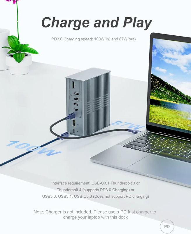 Laptop USB C Docking Station Triple Monitor 16-in-1 USB C Dock mit Displaylink