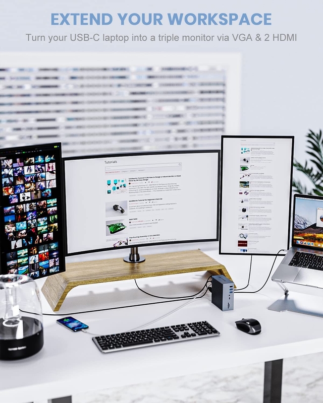16 in 2 USB C Dual Monitor Thunderbolt Dock Triple Display 8 USB C/A Ports Ethernet