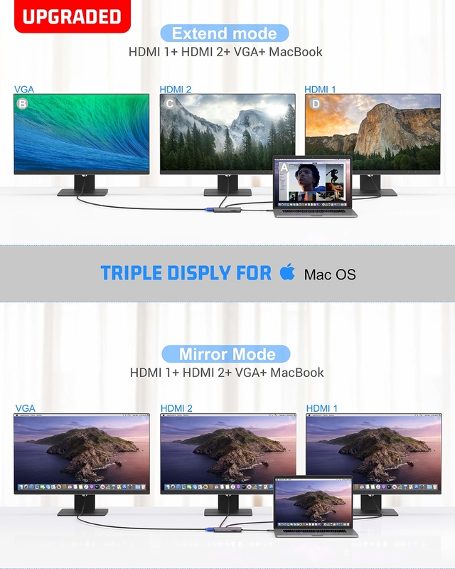USB C 11 in 1 Multiport Dock Typ C Triple USB 3.0 TF-Karte Typ-C USB-C Laptop