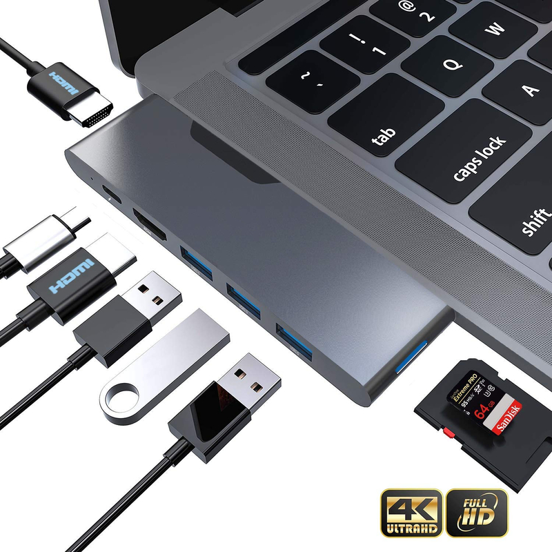 HDMI Multiport Adapter 8 In 1 Dual Connector USB Typ C Hub Docking Station Sd Tf Kartenleser 4k Video Usbc