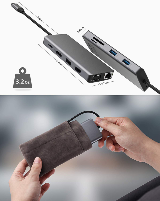 USB C Rj45 Adapter 12 In 1 USB C Hub Typ-C zu PD HDMI USB3.0 USB2.0 USB-C SD TF