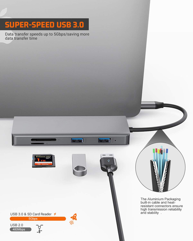 USB C Rj45 Adapter 12 In 1 USB C Hub Typ-C zu PD HDMI USB3.0 USB2.0 USB-C SD TF