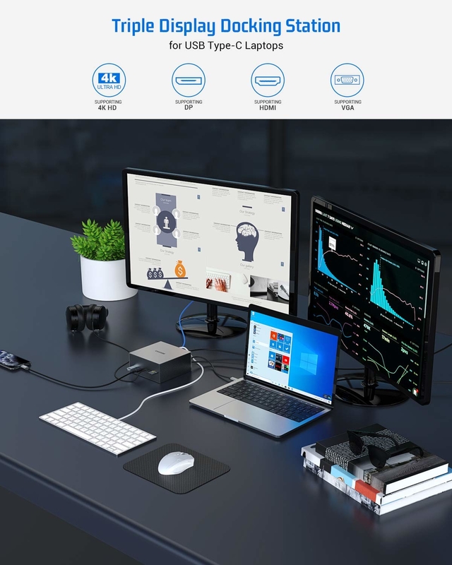 Thunderbolt 4k Monitor Thunderbolt USB-C Dual HD 4K Docking Station 16-in-1 Hub Adapter MST Macbook und Desktop