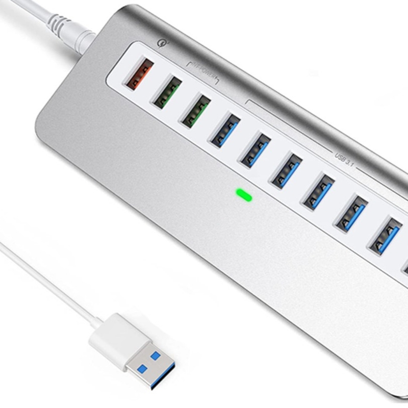 7-in-1 USB-A Hub mit DC JACKI USB 3.0 Typ A 10 Gbps für Laptop und PC