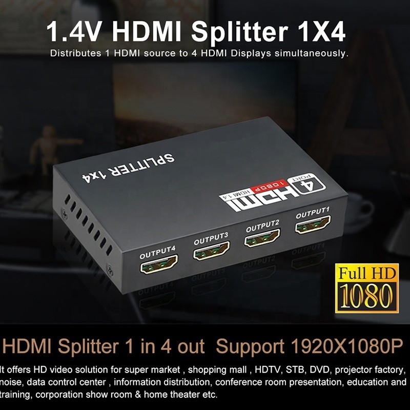 Professioneller HDMI Splitter 1x4 Full HD 3D 1080P 4 Ports Konverter für Fernseher weiblich-weiblich