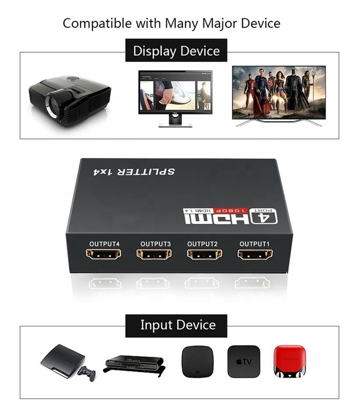 Professioneller HDMI Splitter 1x4 Full HD 3D 1080P 4 Ports Konverter für Fernseher weiblich-weiblich
