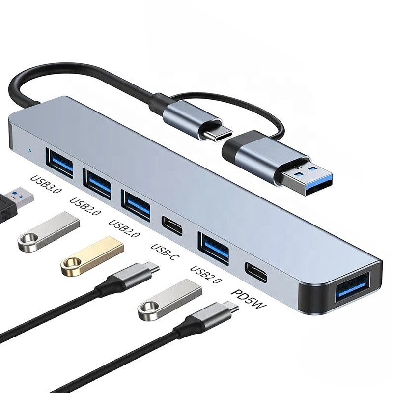 Aluminiumlegierung 7 In 1 USB-Splitter für Laptop Desktop PC Akzeptabel OEM/ODM