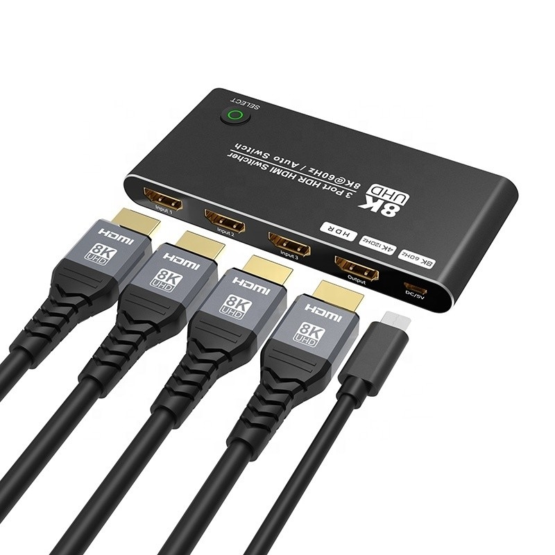 8K HDMI Switch 3 In 1 Out Unterstützung 3 HDMI Eingang 8K 60Hz 4K 120Hz fortschrittliche Technologie