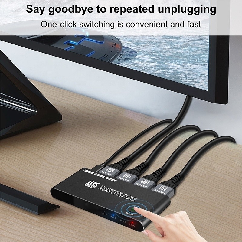 8K HDMI Switch 3 In 1 Out Unterstützung 3 HDMI Eingang 8K 60Hz 4K 120Hz fortschrittliche Technologie