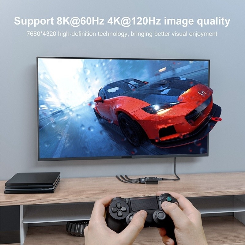 8K 120Hz HDR 3 Port HDMI Switch Switcher 3 In 1 Ausstecker Fernwandler