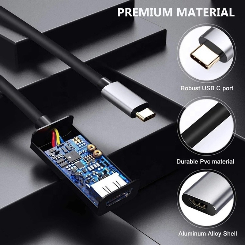 Männlich-Weiblich USB 3.1 Typ C zu HDMI HDTV Kabel Adapter Konverter 4K 60Hz 1080P CCA Leiter