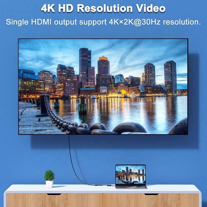 Typ C Männlich zu Dual HDMI Weiblich Thunderbolt 3 USB-C Multi-Monitor Adapter Kabel 4K 30Hz