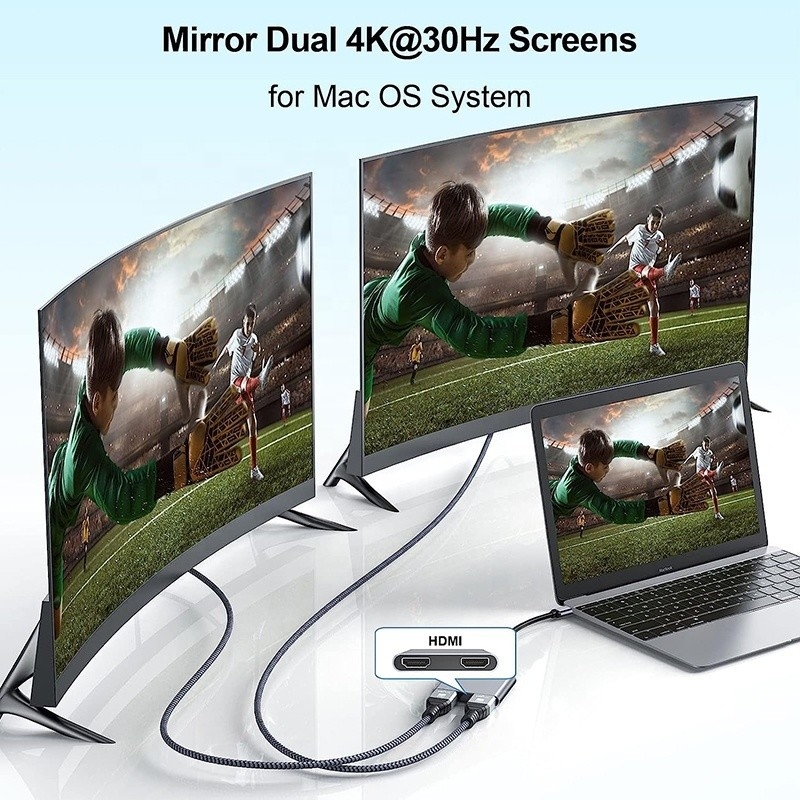 Typ C Männlich zu Dual HDMI Weiblich Thunderbolt 3 USB-C Multi-Monitor Adapter Kabel 4K 30Hz