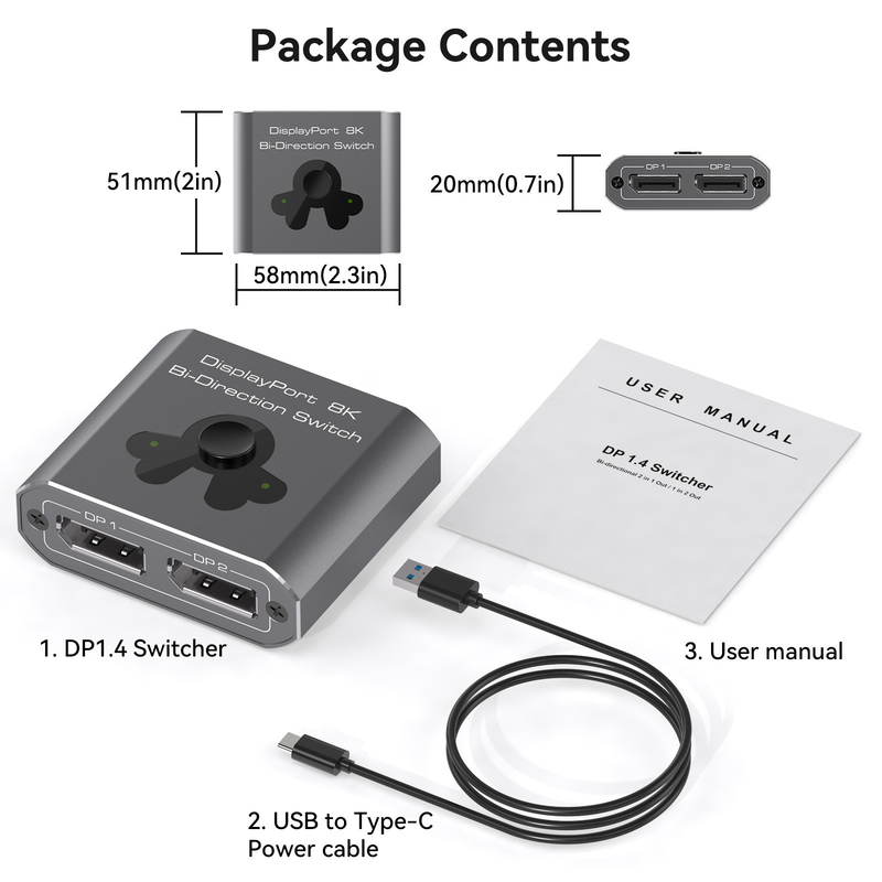 8K60Hz-Portwechselgerät für einfache Bedienung und leistungsstarke DP-Schaltung 1.4