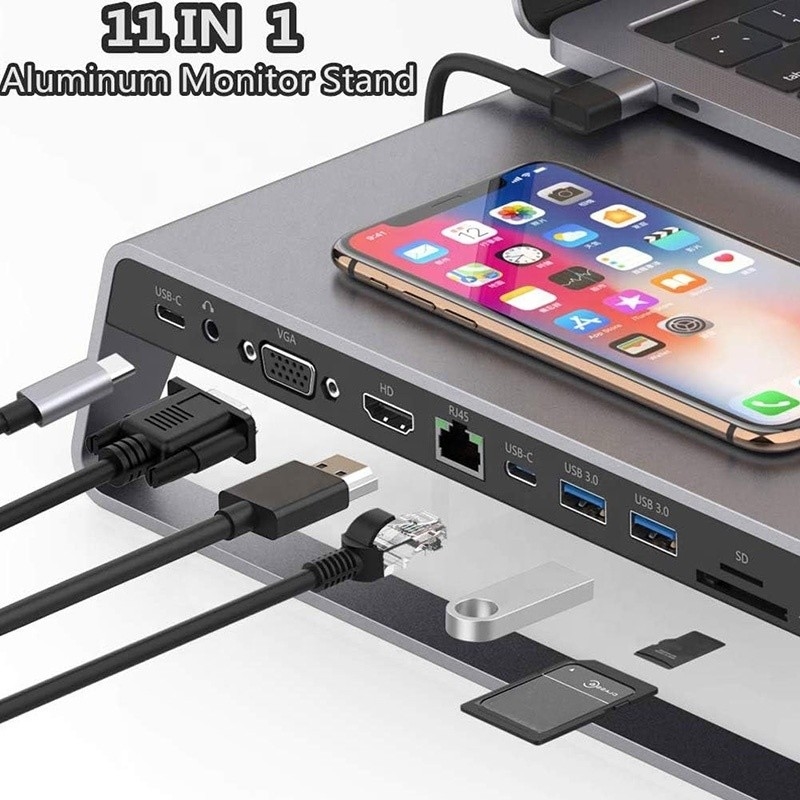 TYPE-C Männlich 11 In 1 Hub Computer Laptop Docking Station Adapter mit 1000Mbps RJ45 und USB-C PD