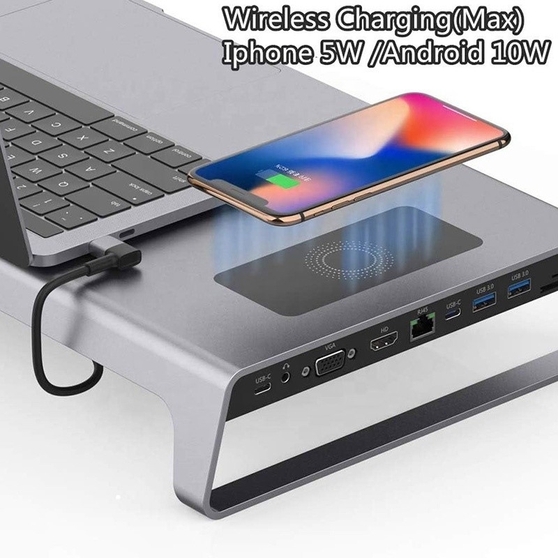 TYPE-C Männlich 11 In 1 Hub Computer Laptop Docking Station Adapter mit 1000Mbps RJ45 und USB-C PD